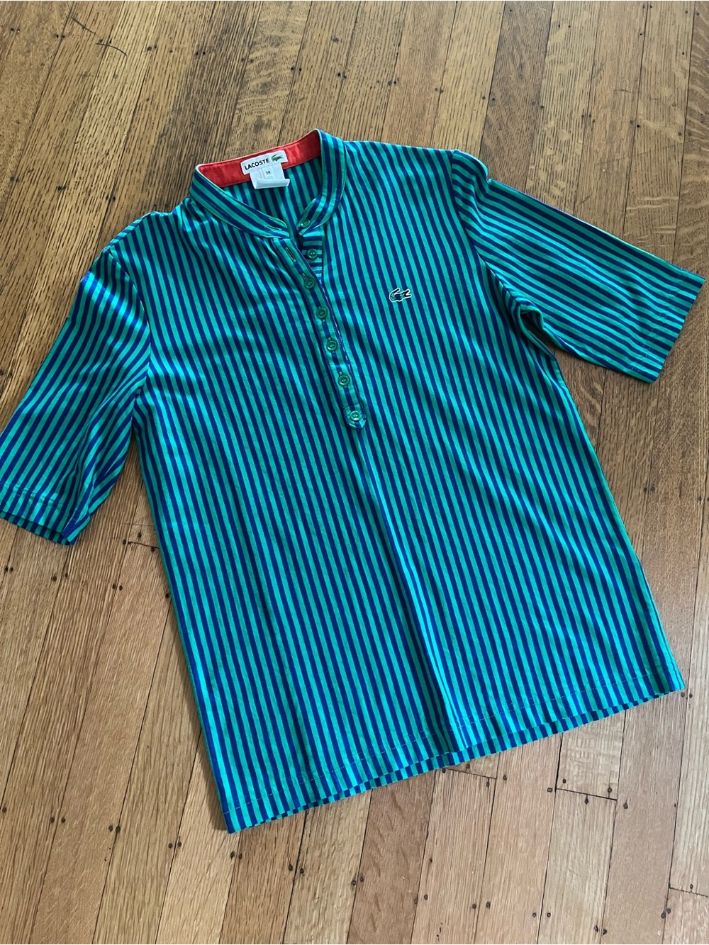 Lacoste Teal and Navy Striped Short Sleeve Tunic